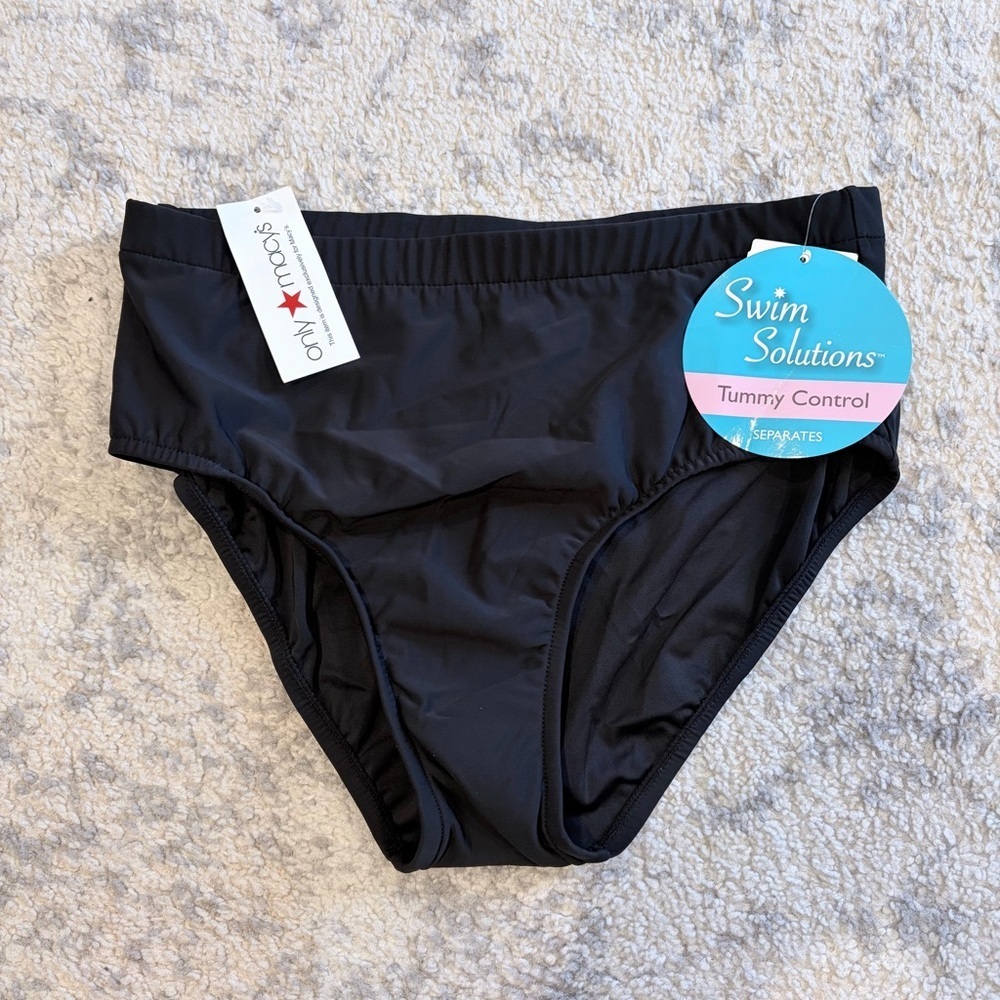 Swim Solutions Black 14 Tummy Control Bikini Bottoms Vacation Shapewear Beach
